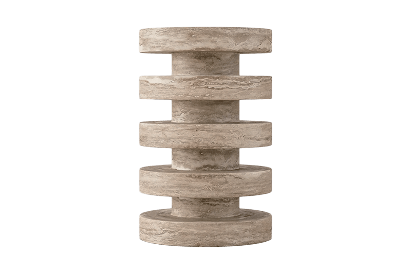 طاولة زاوية ذات حلقة مكدسة باللون البني الفاتح