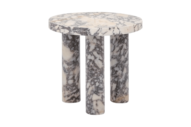 طاولة زاوية رخامية بنمط ملون بثلاثة أعمدة