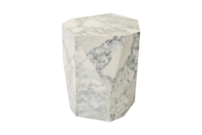 طاولة زاوية من الرخام الأبيض متعددة الأوجه بنمط متوسط