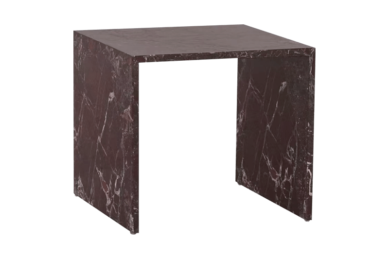 طاولة زاوية رخامية مجوفة باللونين الأرجواني والأحمر