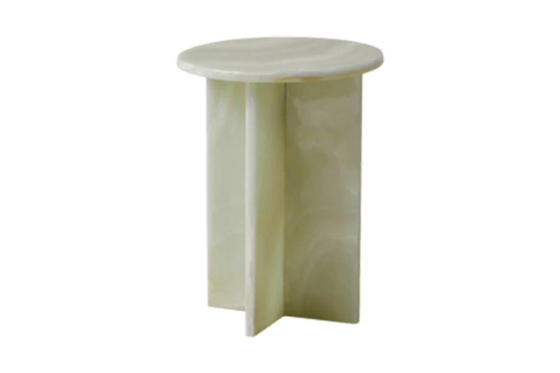 طاولة زاوية رخامية مستديرة باللون الأخضر الفاتح