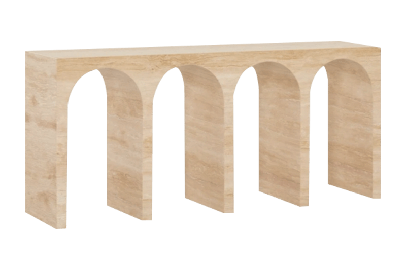 طاولة جانبية رخامية طويلة بأربعة أقواس