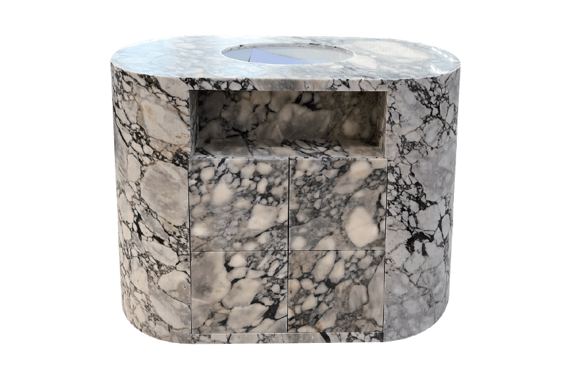 خزانة رخامية أسطوانية منقوشة بالحجر