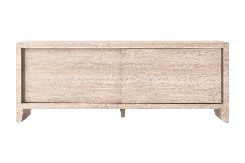 خشب فاتح - خزانة رخامية طويلة مزخرفة