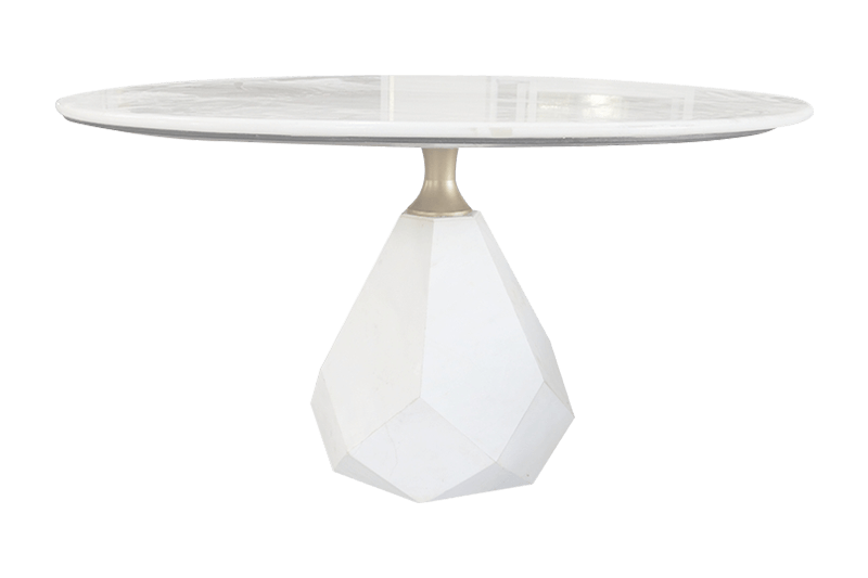 طاولة رخامية على شكل نجمة ماسية بيضاء على شكل فم السمكة