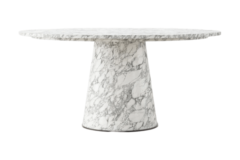 طاولة رخامية كبيرة ذات ظل سحابي مخروطي أبيض