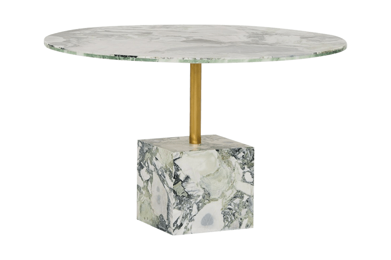 طاولة مستديرة من الرخام اليشم ذات العمود الذهبي