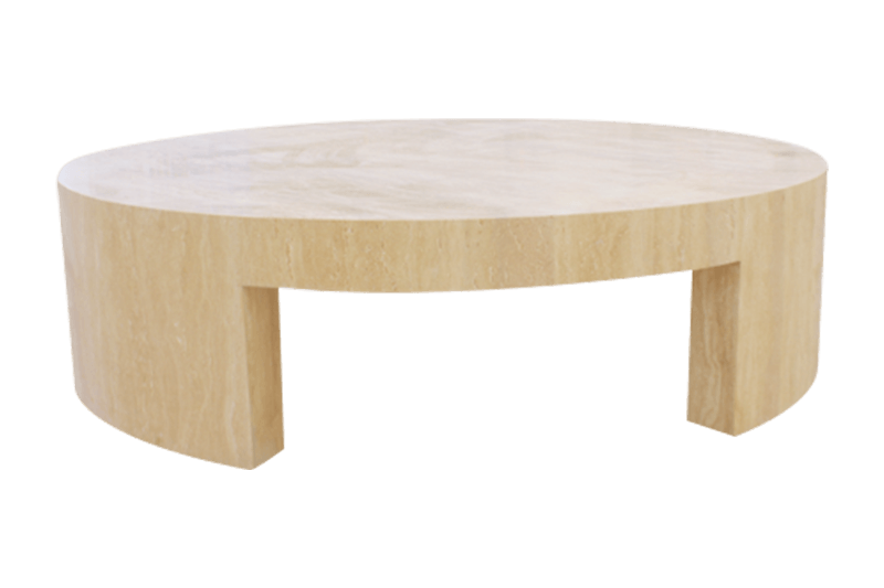 طاولة قهوة رخامية منحنية باللون الأصفر الفاتح