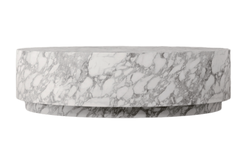 طاولة قهوة رخامية متعرجة باللون الرمادي الفضي