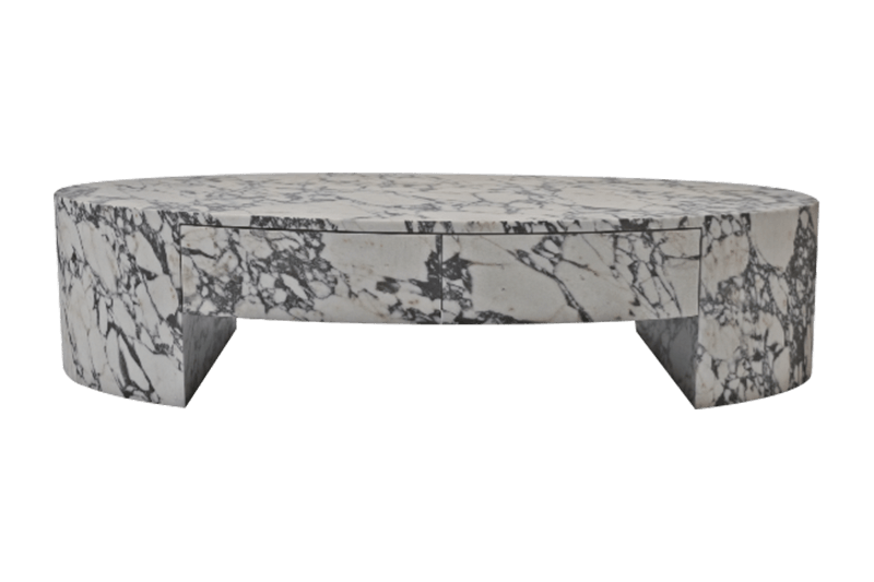 طاولة قهوة من الرخام المنحني المتجمد