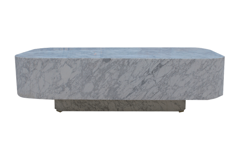 طاولة قهوة من الرخام باللون الأزرق الجليدي