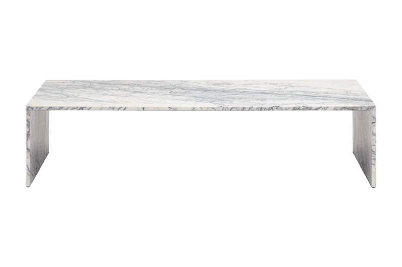 طاولة قهوة من الرخام الفضي والأبيض