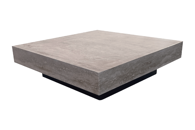 طاولة قهوة رخامية مربعة باللون الرمادي الفاتح