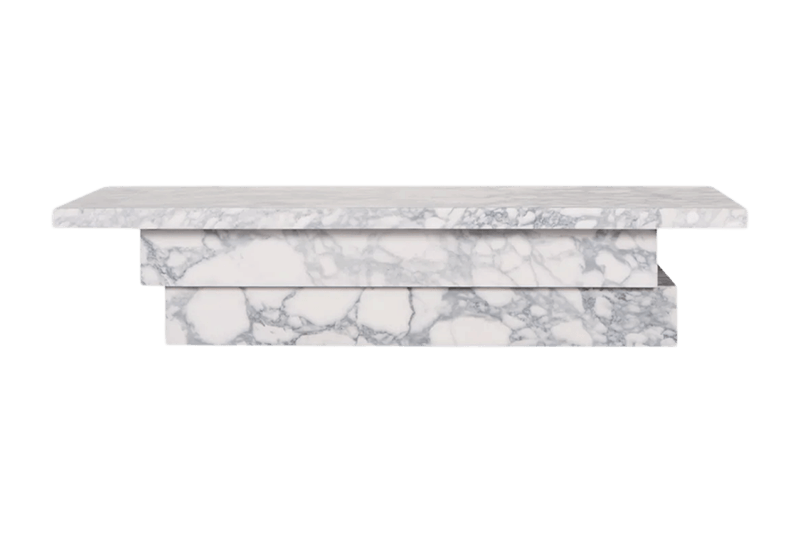 طاولة قهوة من الرخام الأبيض والبني بنمط متعدد الطبقات