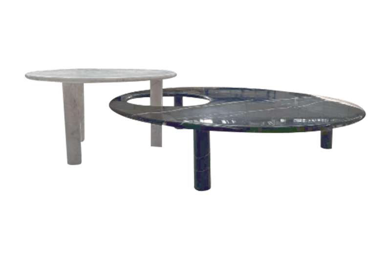 طاولات قهوة رخامية متداخلة باللونين الأبيض والأسود