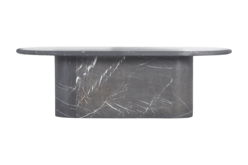 طاولة طعام بسيطة من الحجر الرمادي الداكن