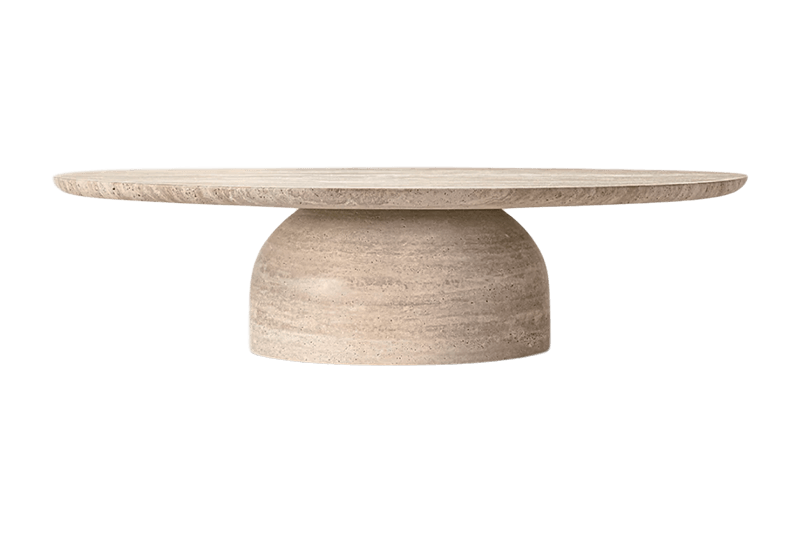 طاولة قهوة دائرية من الرخام باللون البني الفاتح