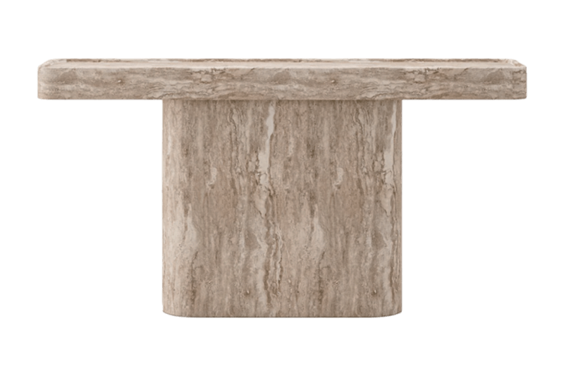 طاولة رخامية مربعة ذات منصة بنية فاتحة