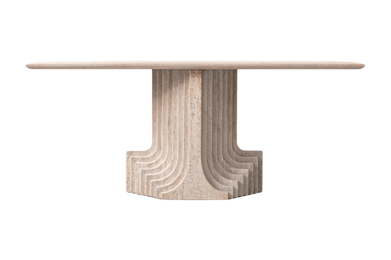 طاولة رخامية ذات عمود حلزوني باللون البني الفاتح