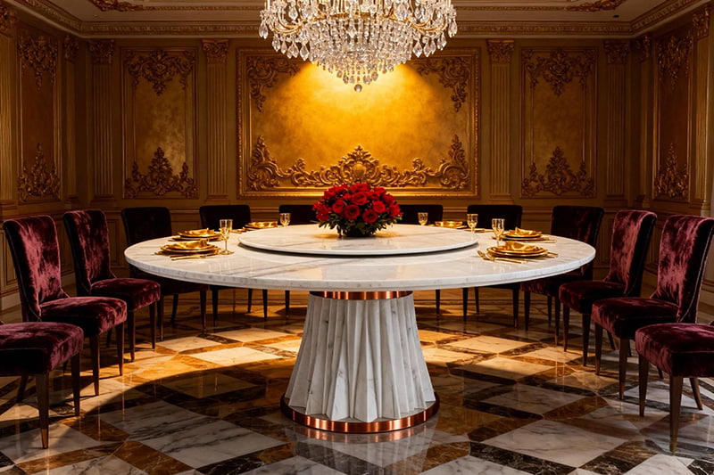 طاولة كارارا من الرخام الأبيض المجعد