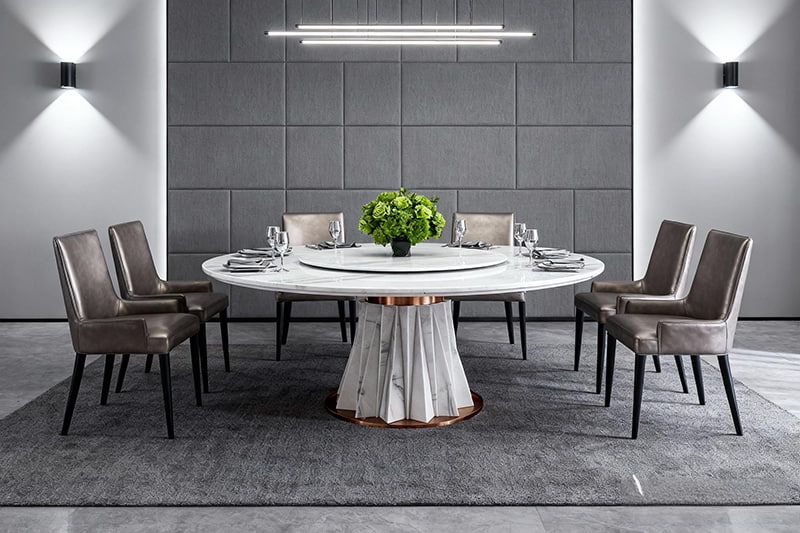 طاولة كارارا من الرخام الأبيض المجعد