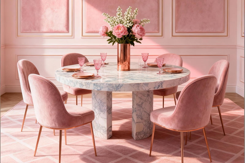 طاولة رخامية مفتوحة ذات ثلاثة أعمدة باللون الأبيض على شكل بطن سمكة