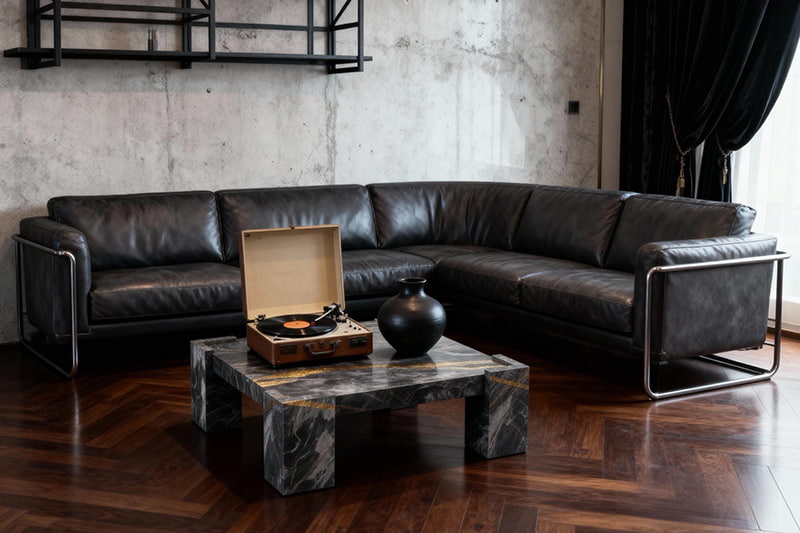 طاولة قهوة رخامية مربعة رمادية