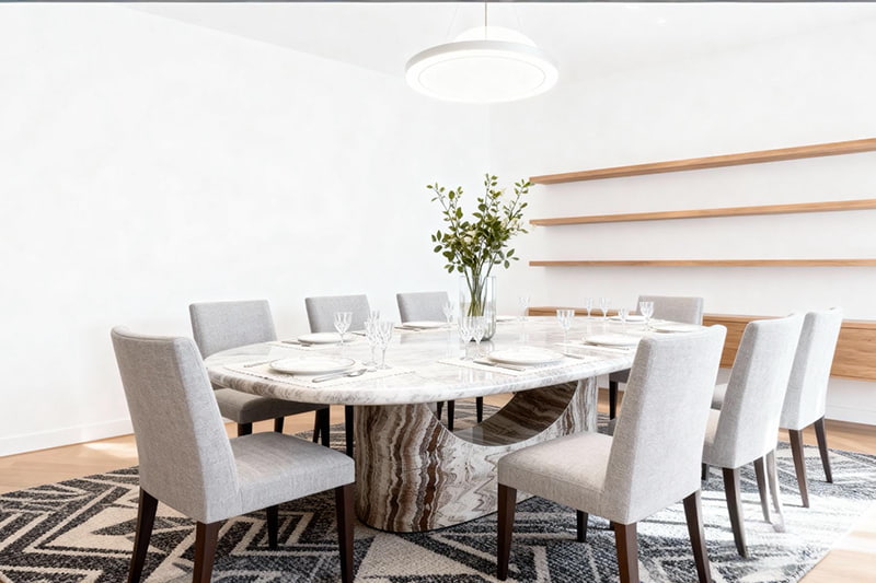 طاولة رخامية على شكل حجر رماد وكهف قمر وعلامة