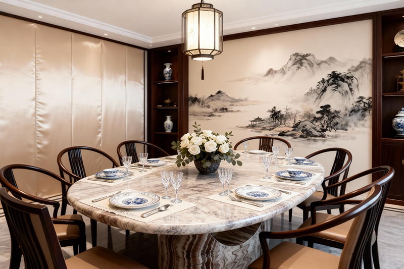 طاولة رخامية على شكل حجر رماد وكهف قمر وعلامة